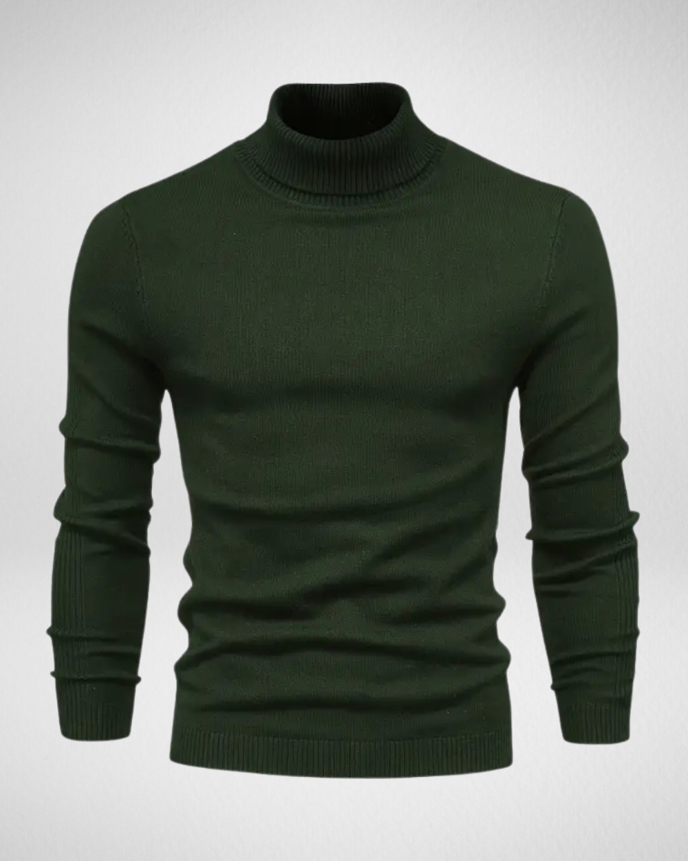 Men's slim fit turtleneck sweater soft knit fabric smart casual modern style versatile everyday wear