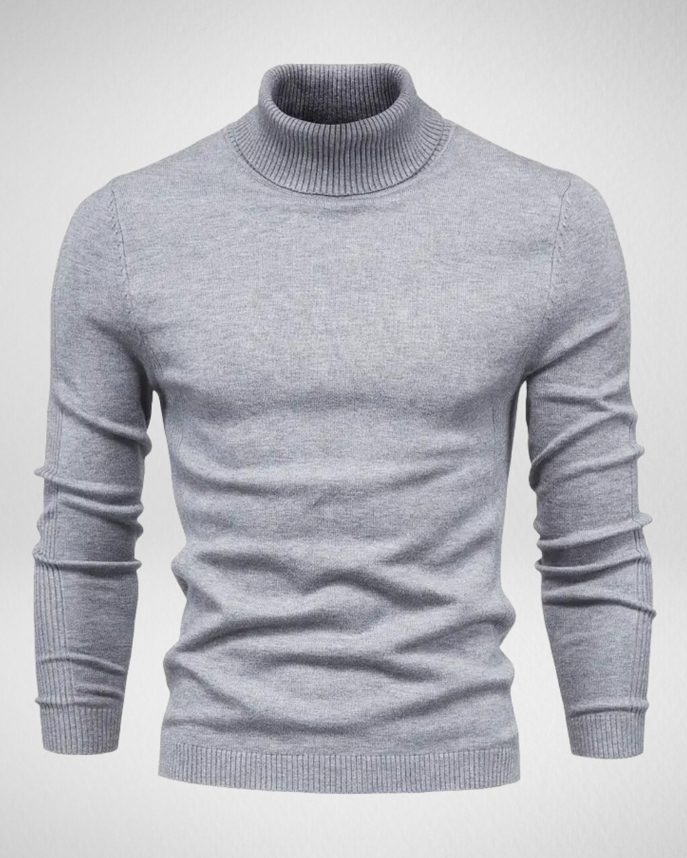 Men's slim fit turtleneck sweater soft knit fabric smart casual modern style streamlined silhouette