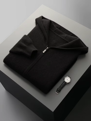 Men's gray cotton blend hooded tracksuit with relaxed-fit trousers and adjustable drawstring waist