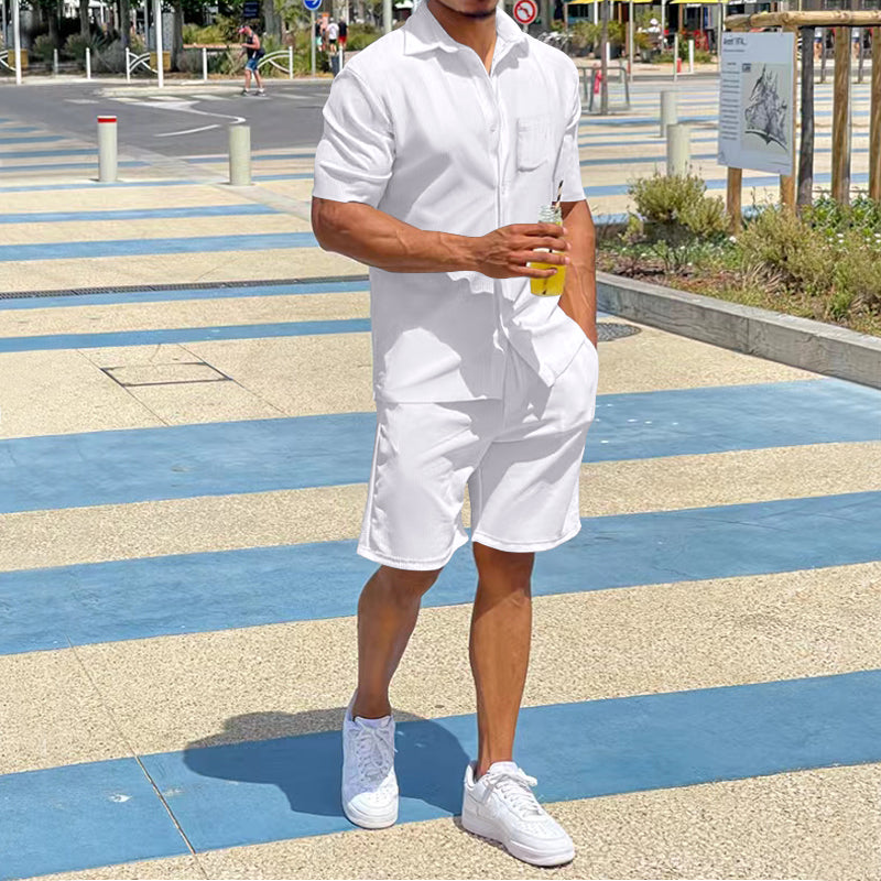 Men's lightweight breathable jumpsuit set modern design with front zipper for warm-weather style