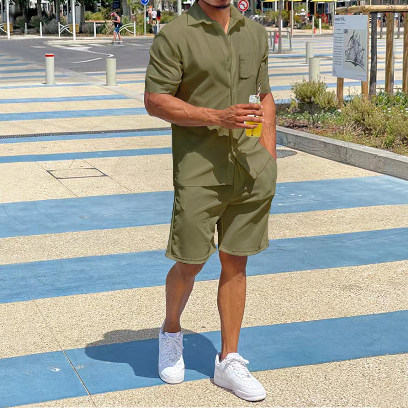 Men's lightweight breathable jumpsuit set modern cut with front zipper versatile summer one-piece outfit