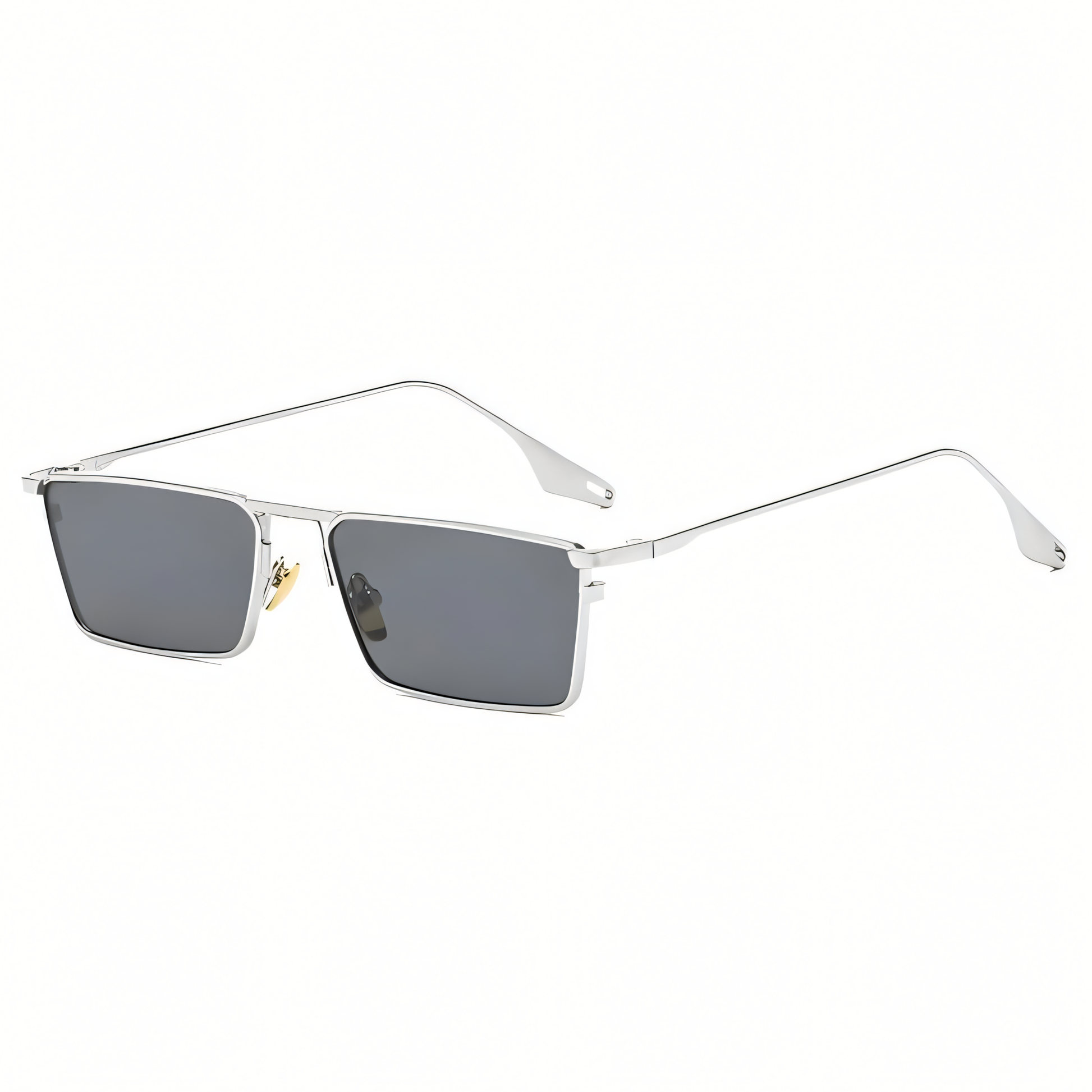 Rectangular sunglasses gold-tone metal frame UV400 protection unisex sleek everyday eyewear
