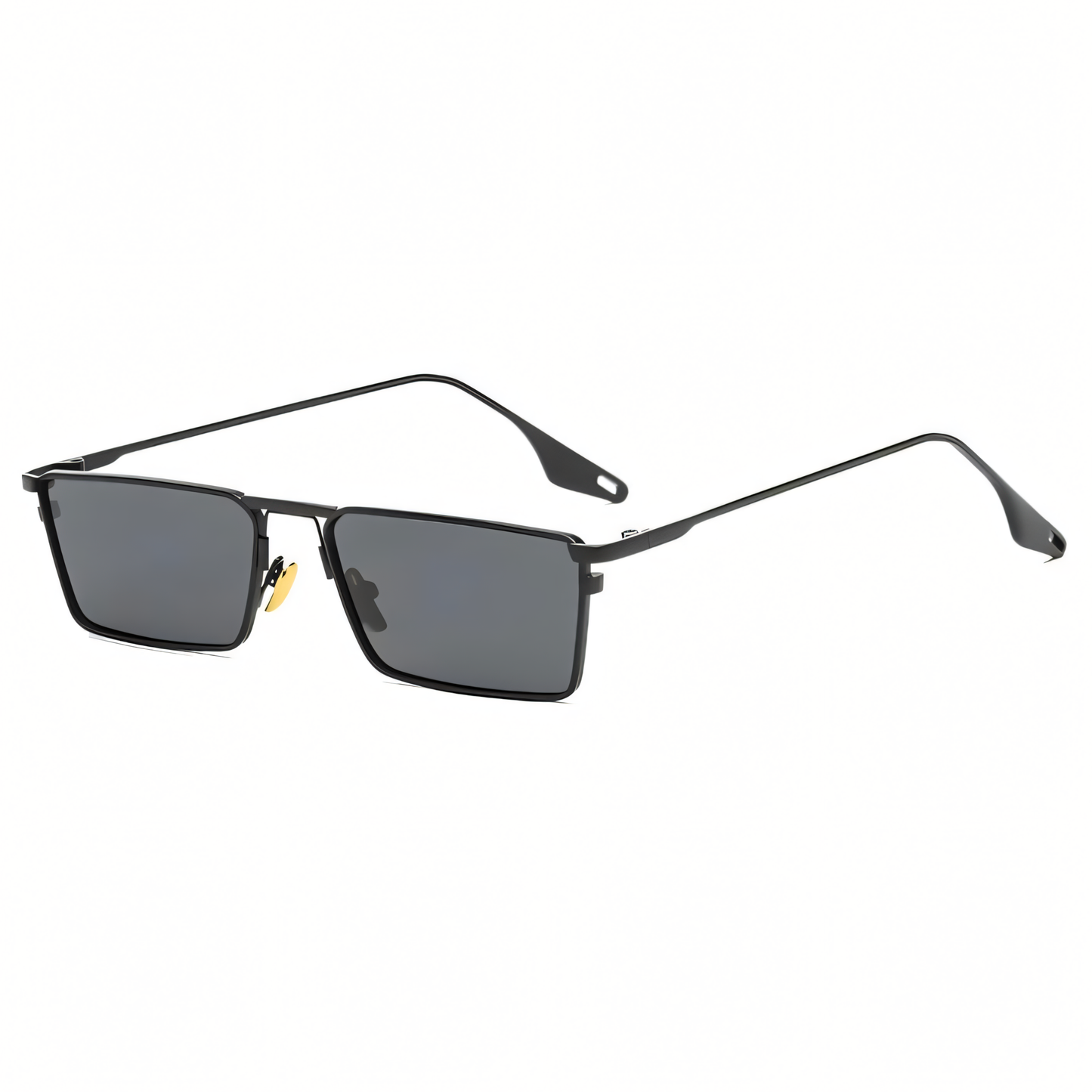 Rectangular sunglasses gold-tone metal frame UV400 protection unisex sleek everyday eyewear