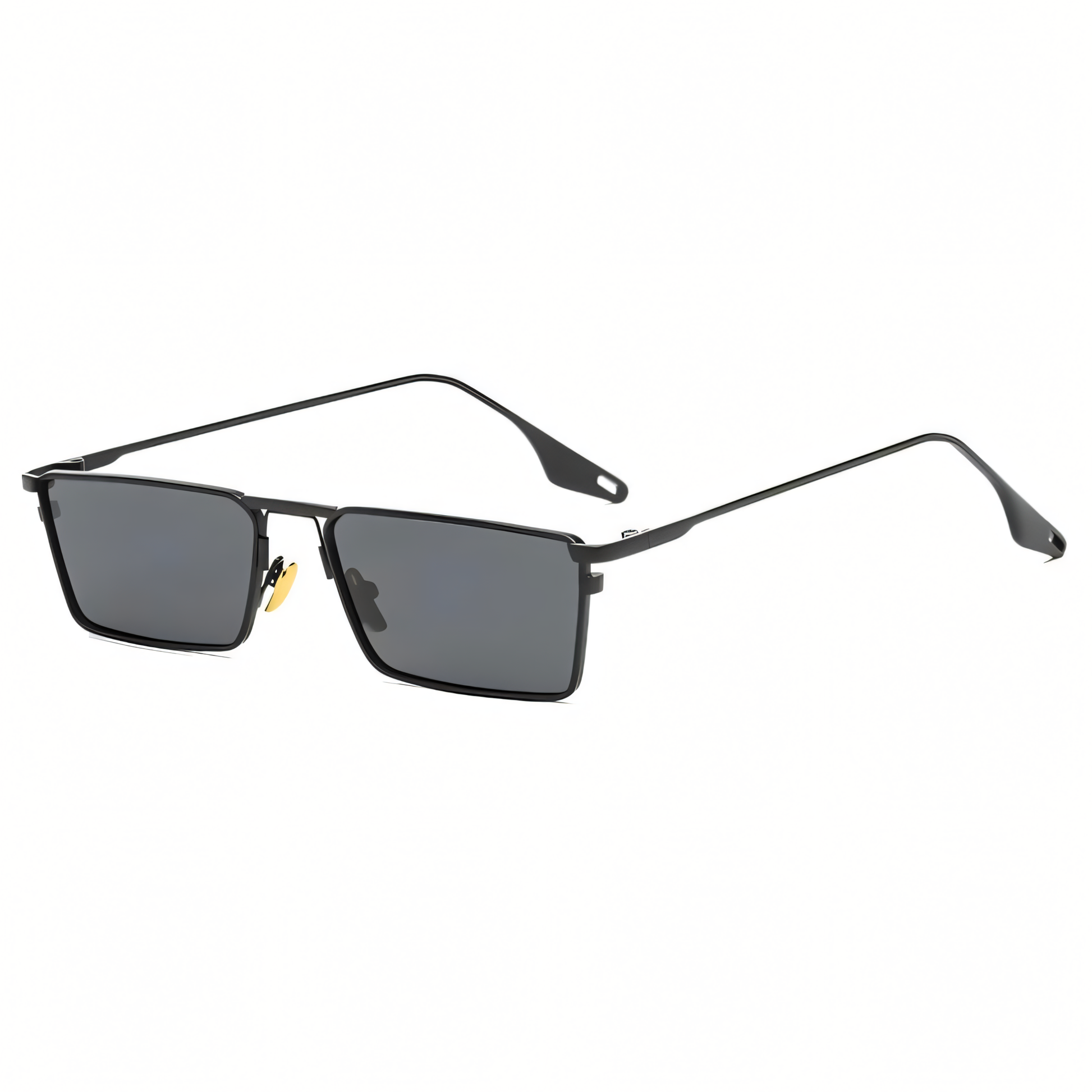 Rectangular sunglasses gold-tone metal frame UV400 protection unisex sleek everyday eyewear