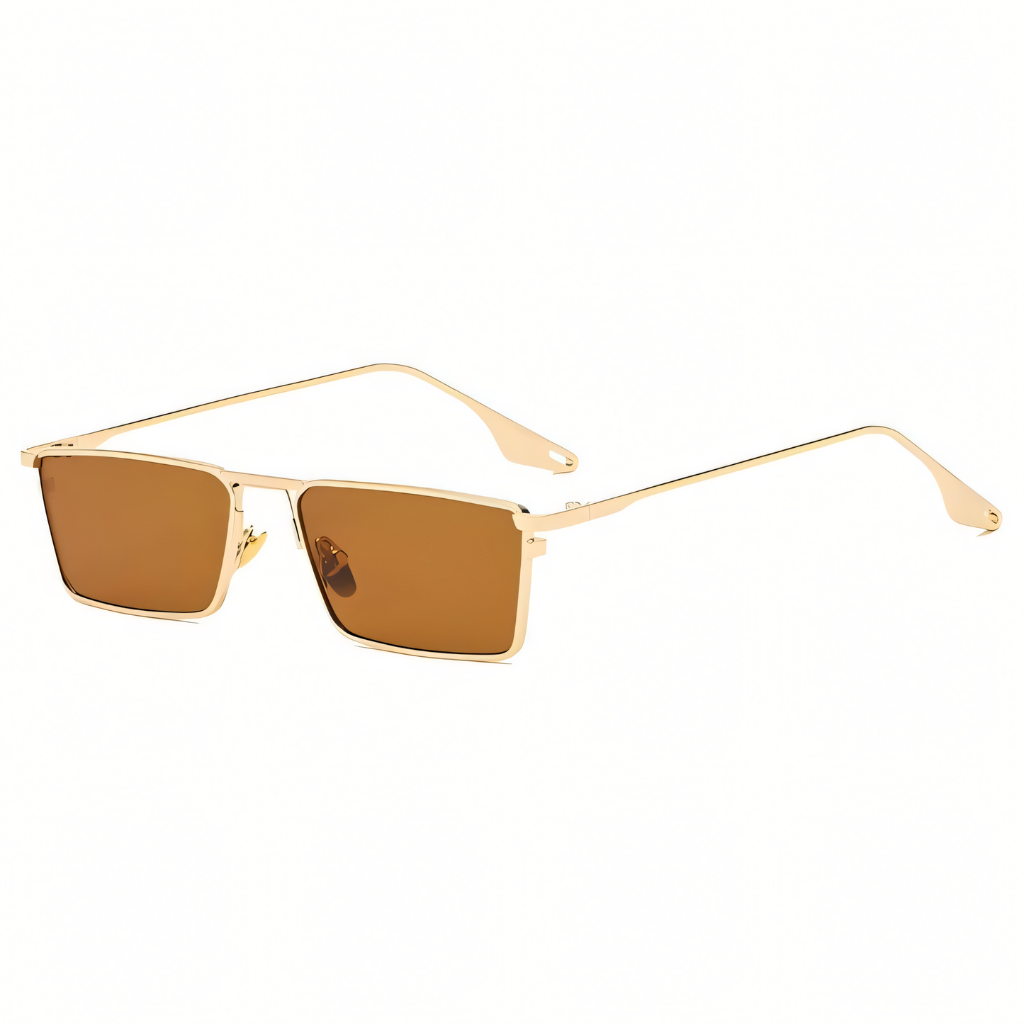 Rectangular sunglasses gold-tone metal frame UV400 protection unisex sleek everyday style