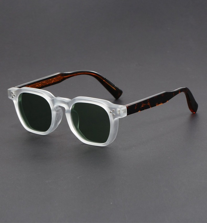 Men's boho retro sunglasses UV400 polarized, multi-angled plastic frame vintage-inspired silhouette
