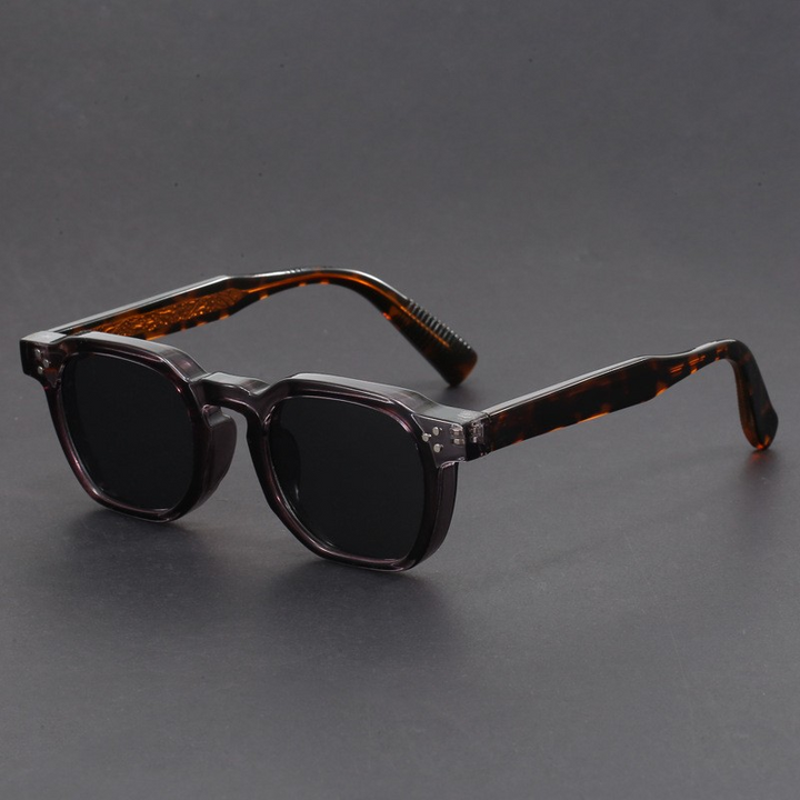 Men boho retro sunglasses UV400 polarized, multi-angled plastic frame vintage-inspired silhouette