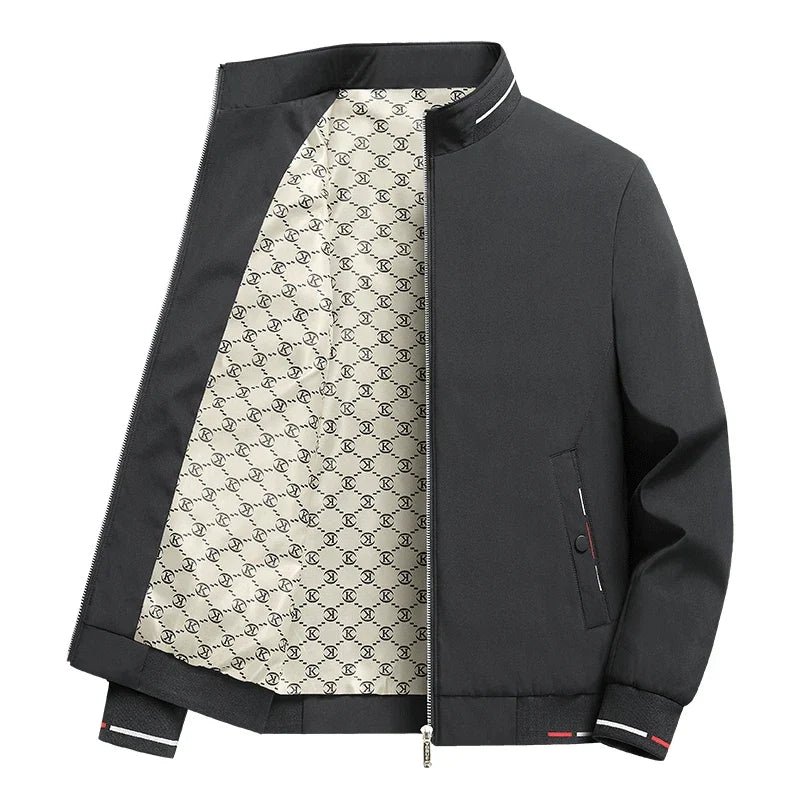 Men's plush stand-up collar jacket smart casual business neutral tone slim fit wind protection