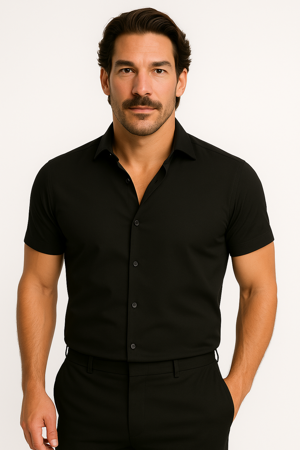 Men's stretch-fit athletic T-shirt slim cut breathable fabric for gym and daily training