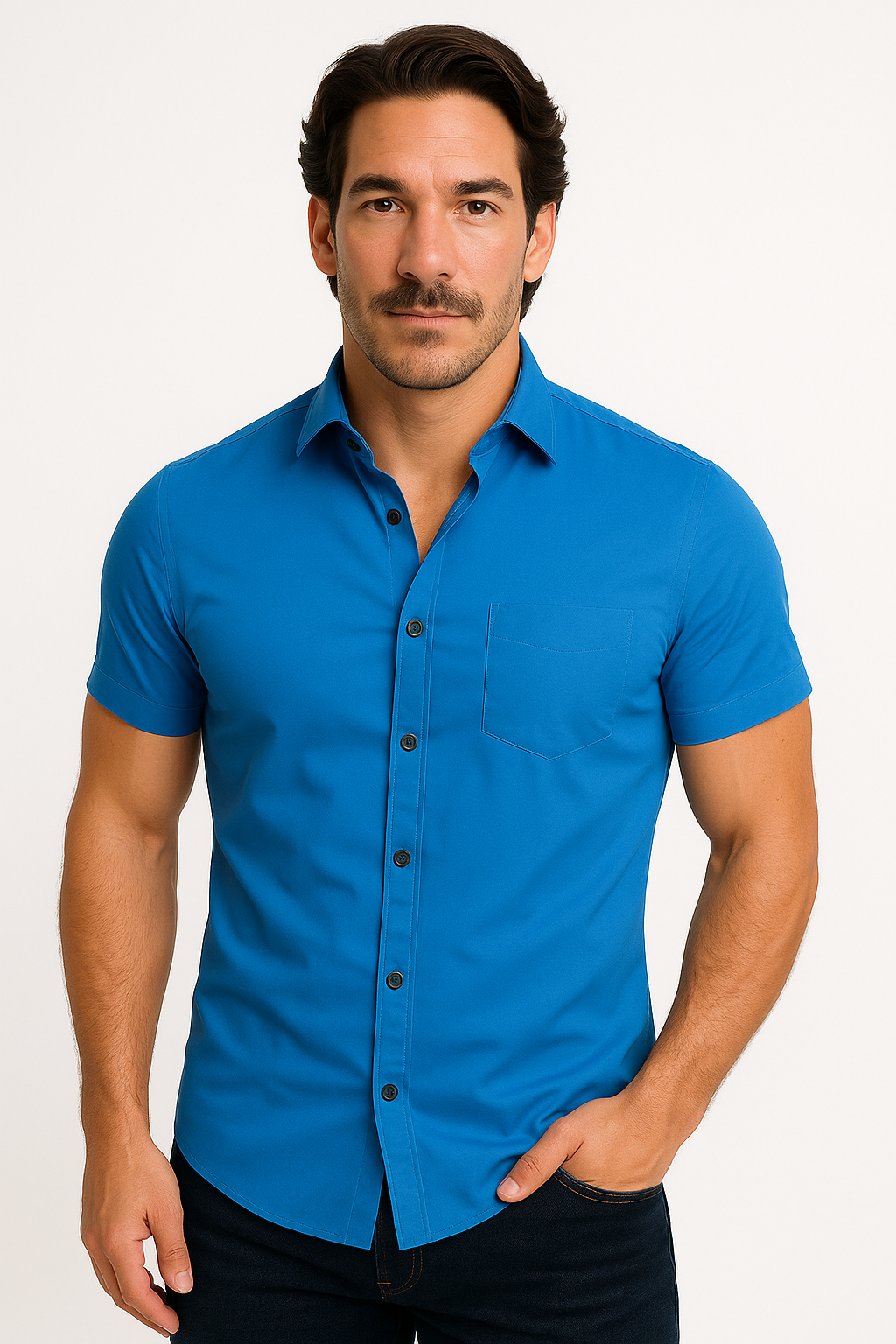 Men's athletic-cut stretch T-shirt slim fit soft breathable fabric for gym and daily training