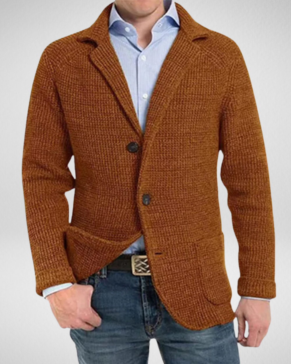 Men's gray knit blazer regular fit soft fabric business casual versatile layering essential