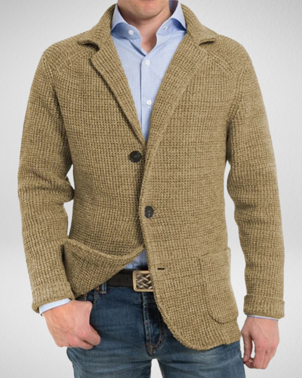 Men's navy knit blazer regular fit soft fabric versatile business casual wardrobe essential