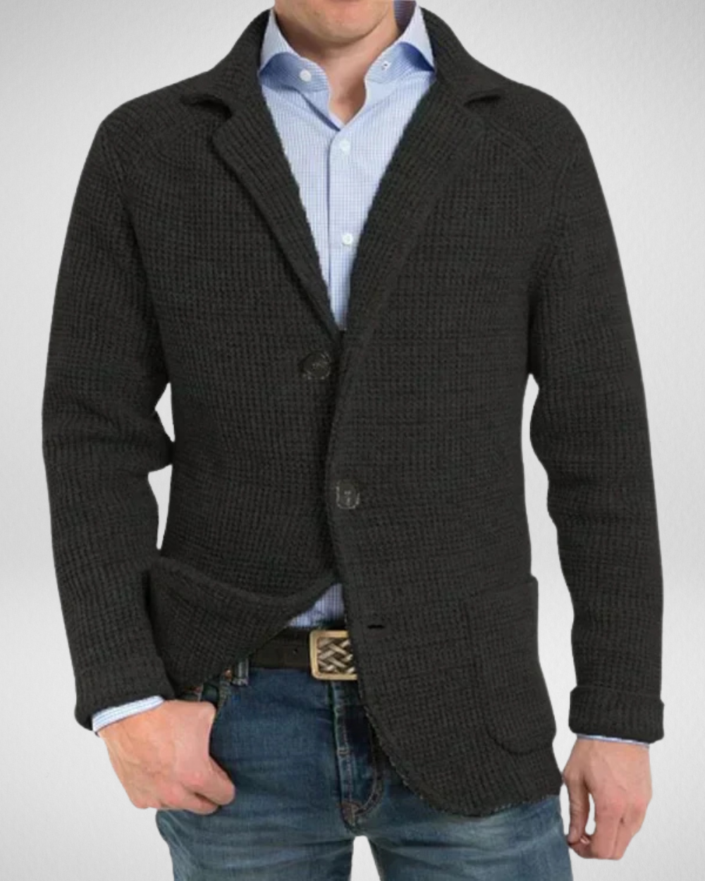 Men's knit blazer regular fit soft fabric versatile business casual wardrobe essential