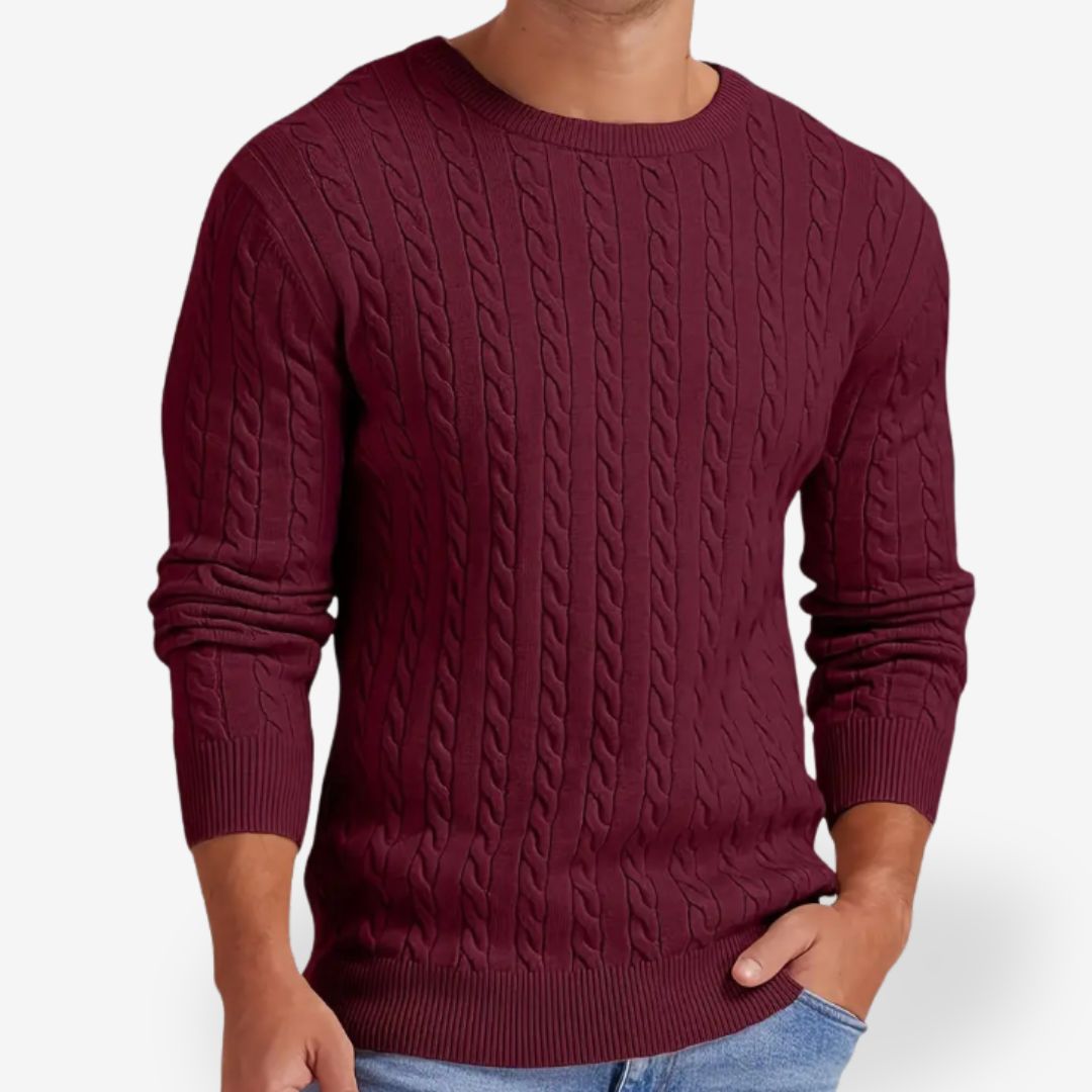 Men's relaxed-fit knitted sweater in premium soft knit fabric, versatile everyday style