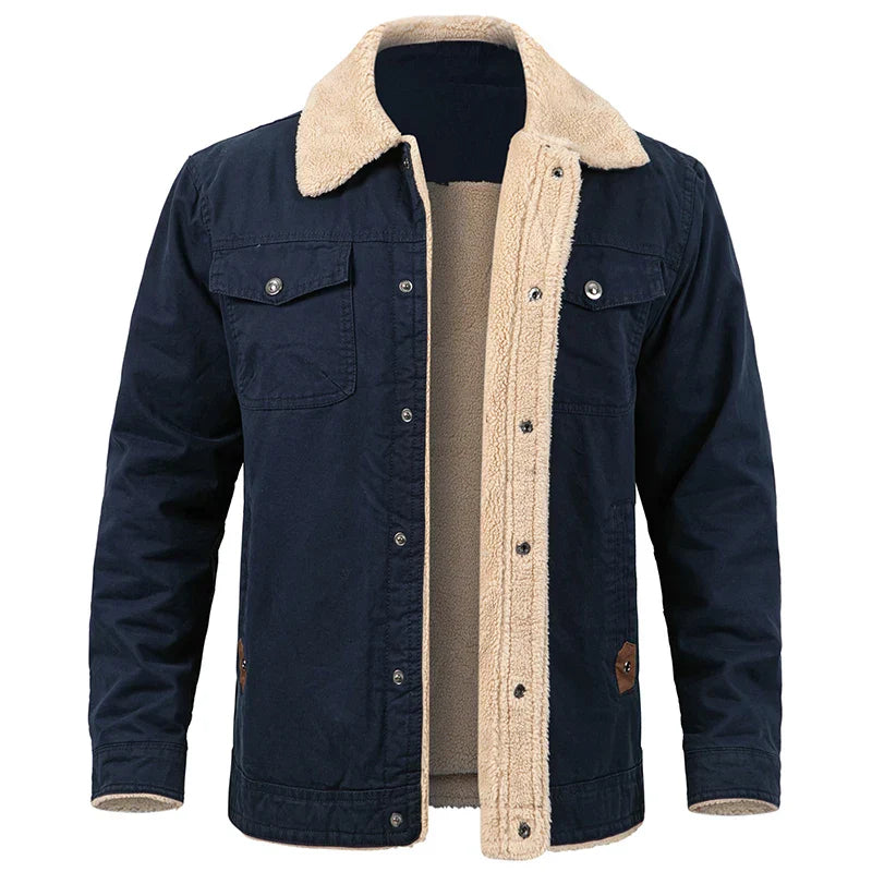 Men's windproof cotton winter jacket with soft fleece lining, clean versatile cut for outdoor warmth