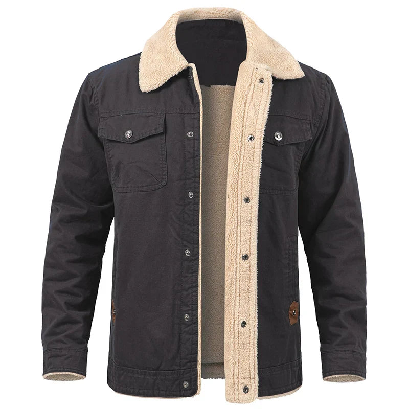 Men's windproof cotton winter jacket with soft fleece lining, clean versatile cut for outdoor wear