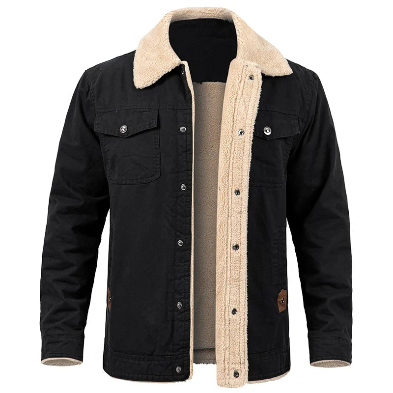 Men's windproof cotton winter jacket with soft fleece lining, versatile outdoor cold-weather style