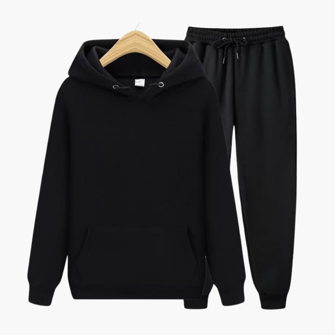 Men's gray comfort fit tracksuit set with hoodie and matching joggers for athleisure style