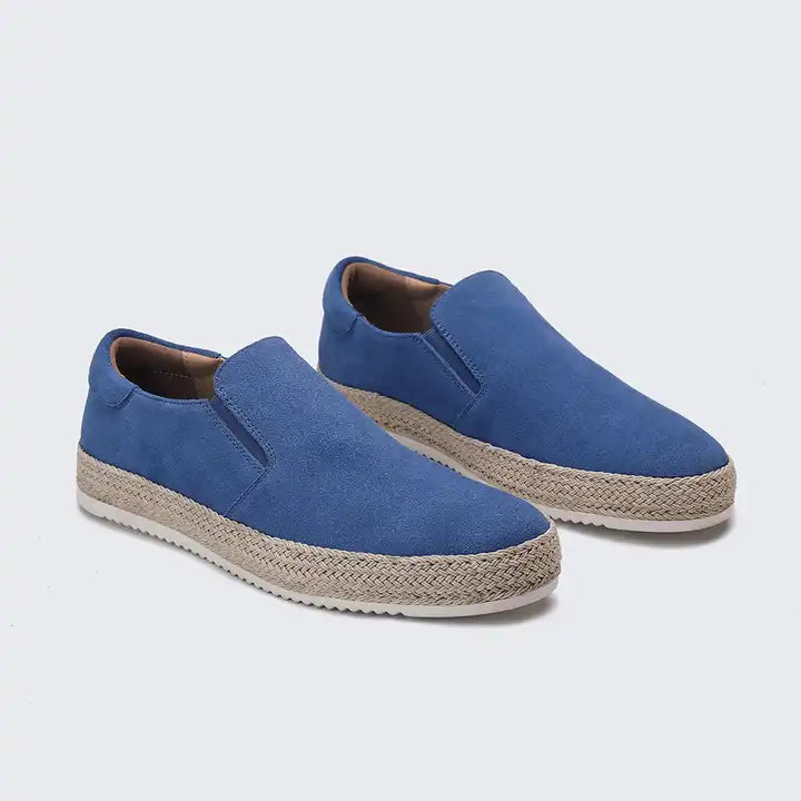 Men's Miguel calf suede loafers in neutral tone, sleek urban silhouette with leather sole