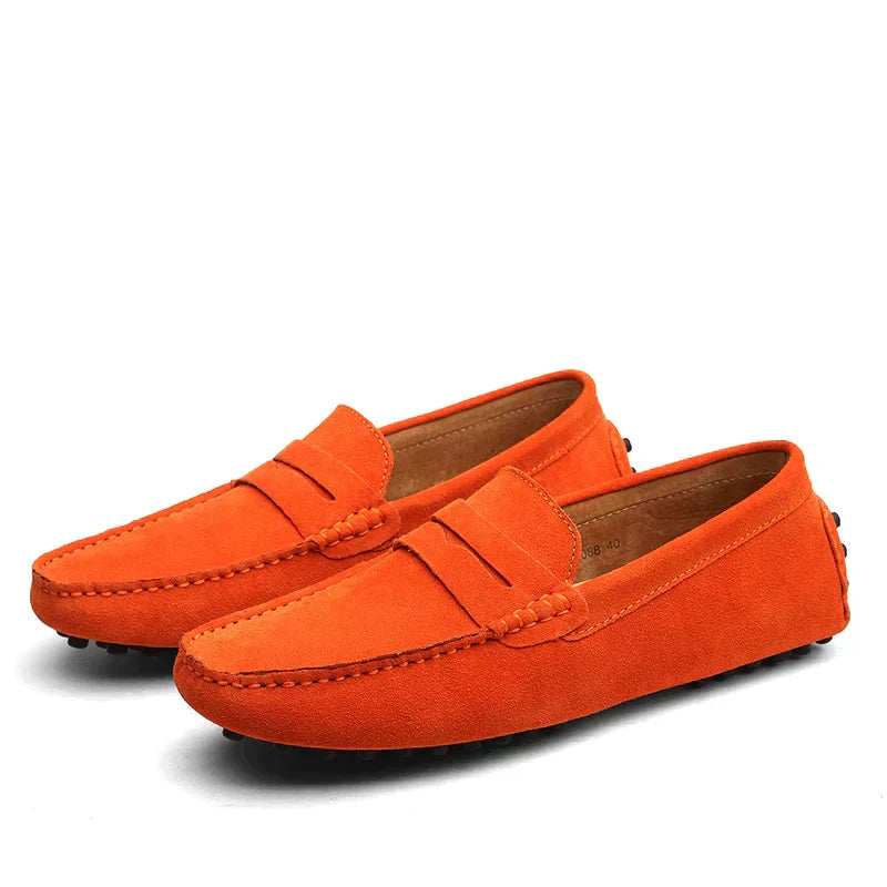 Hugo men brown premium leather moccasins Italian-inspired casual modern slip-on with soft lining