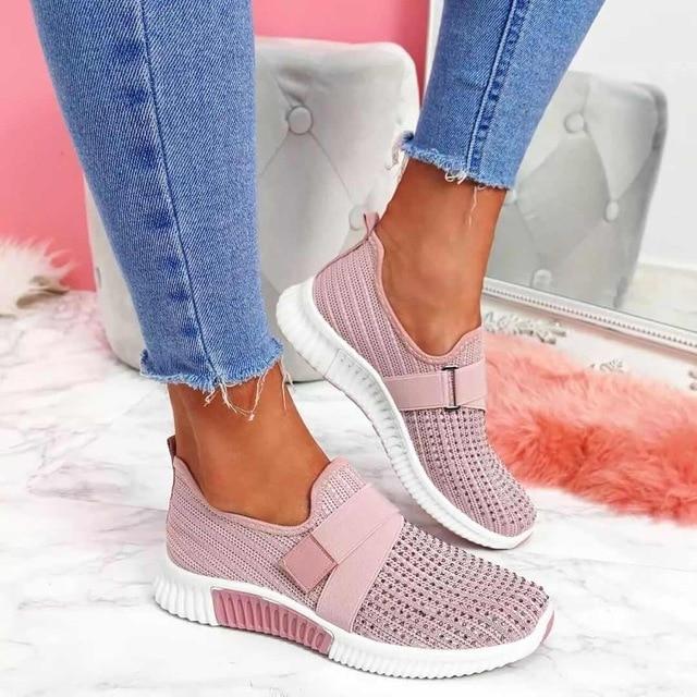 Women's white orthopedic slip-on sneakers with Velcro closure, wide fit for all-day walking comfort