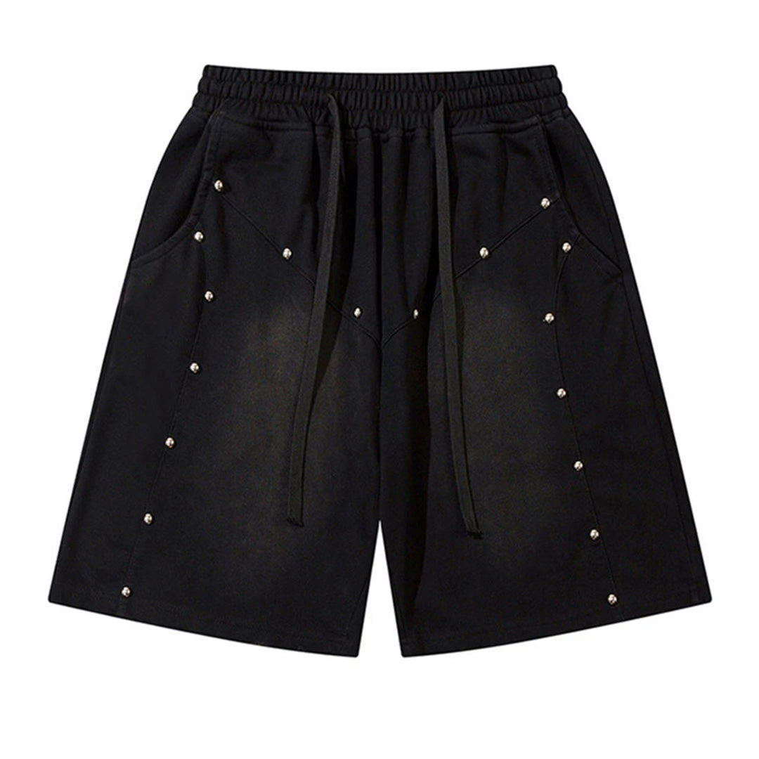 Unisex oversized cotton sweat shorts with drawstring waist and distressed detailing in casual athleisure style
