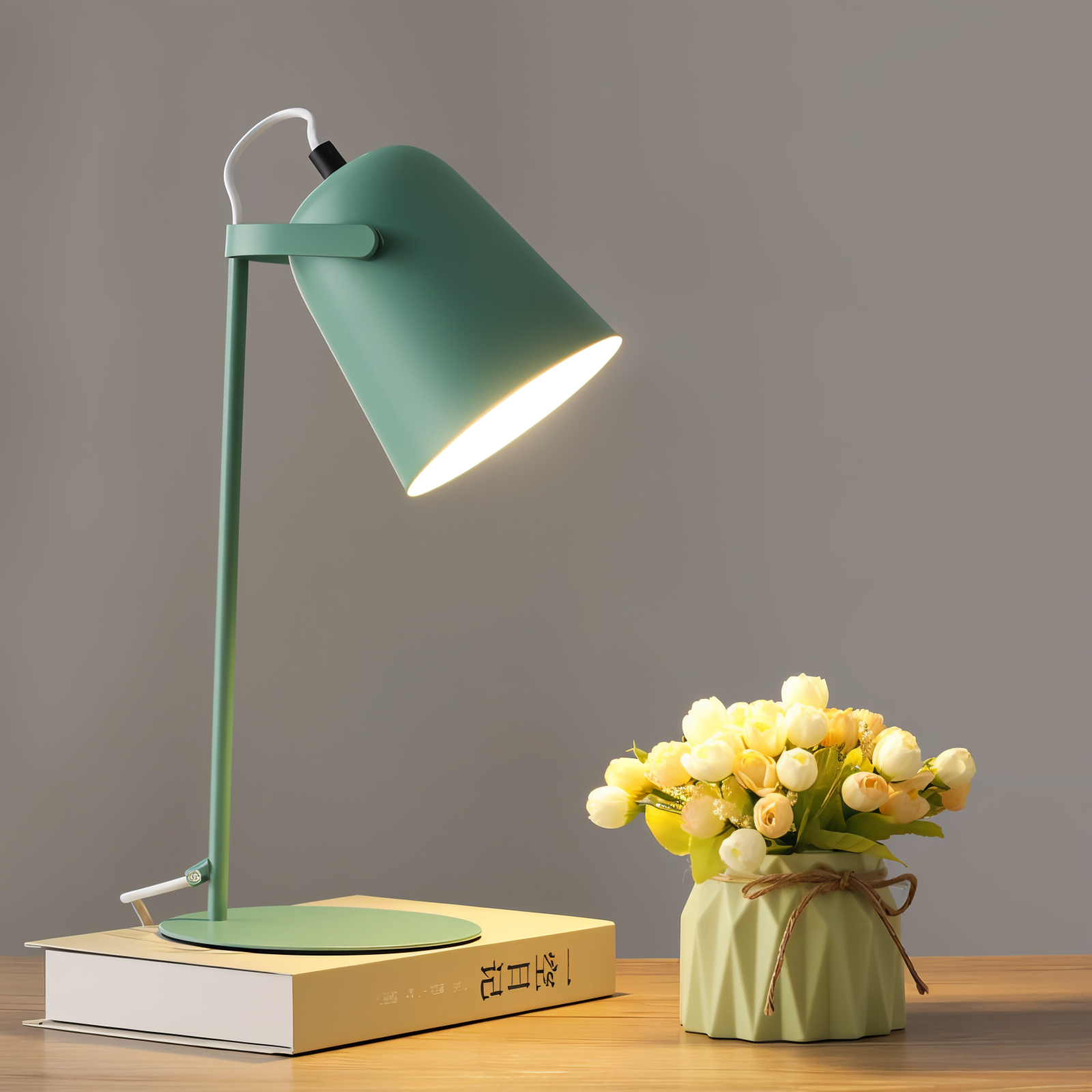 Macaron yellow Nordic desk lamp adjustable rotatable lampshade for reading night owls