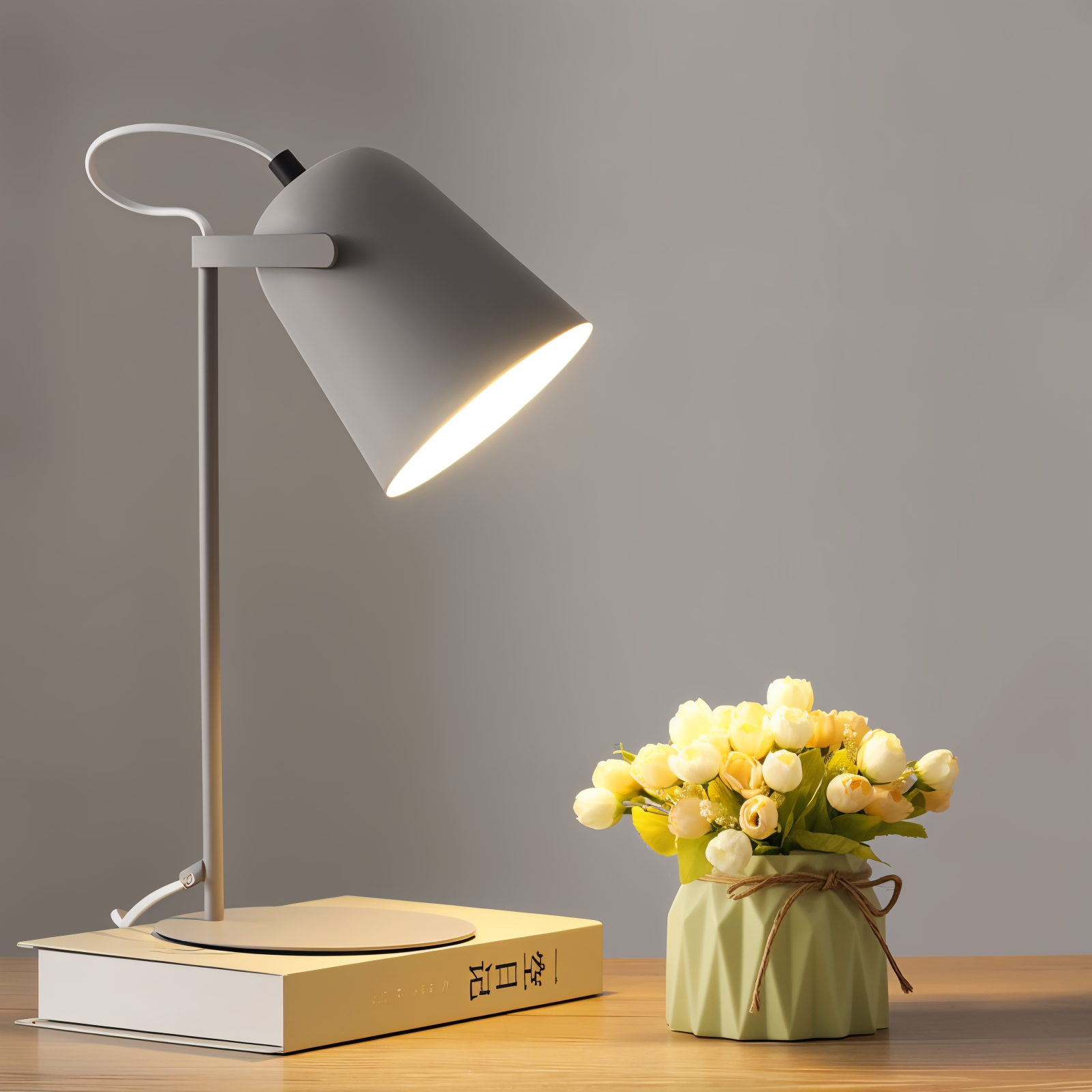 Macaron-inspired yellow Nordic desk lamp with adjustable rotatable lampshade for night reading
