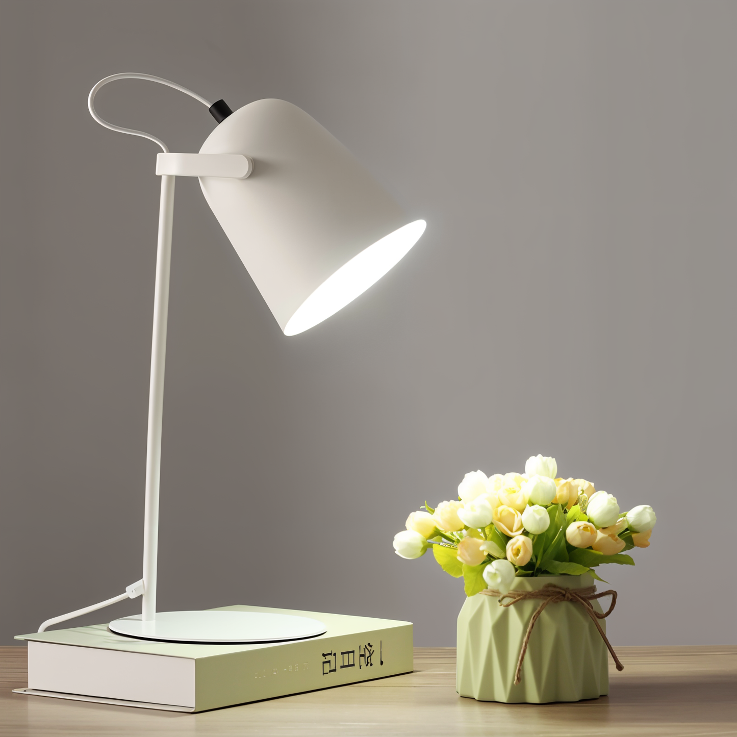 Macaron yellow Nordic desk lamp adjustable rotatable lampshade bright reading light for night owls