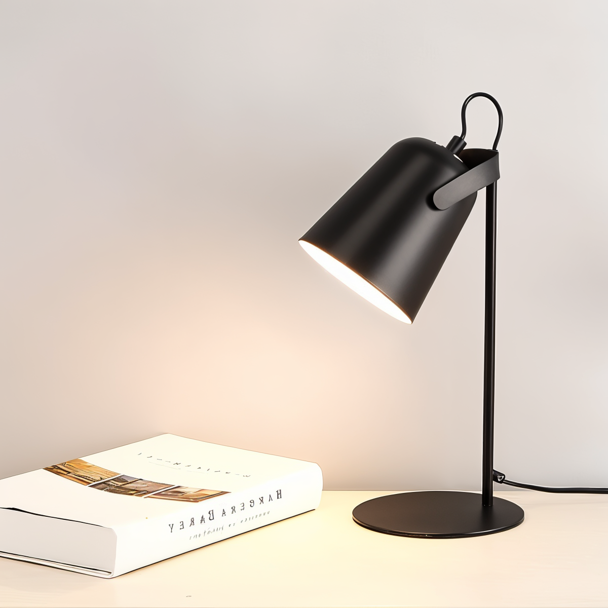 Macaron-inspired yellow Nordic desk lamp with adjustable rotatable lampshade for reading and focused work