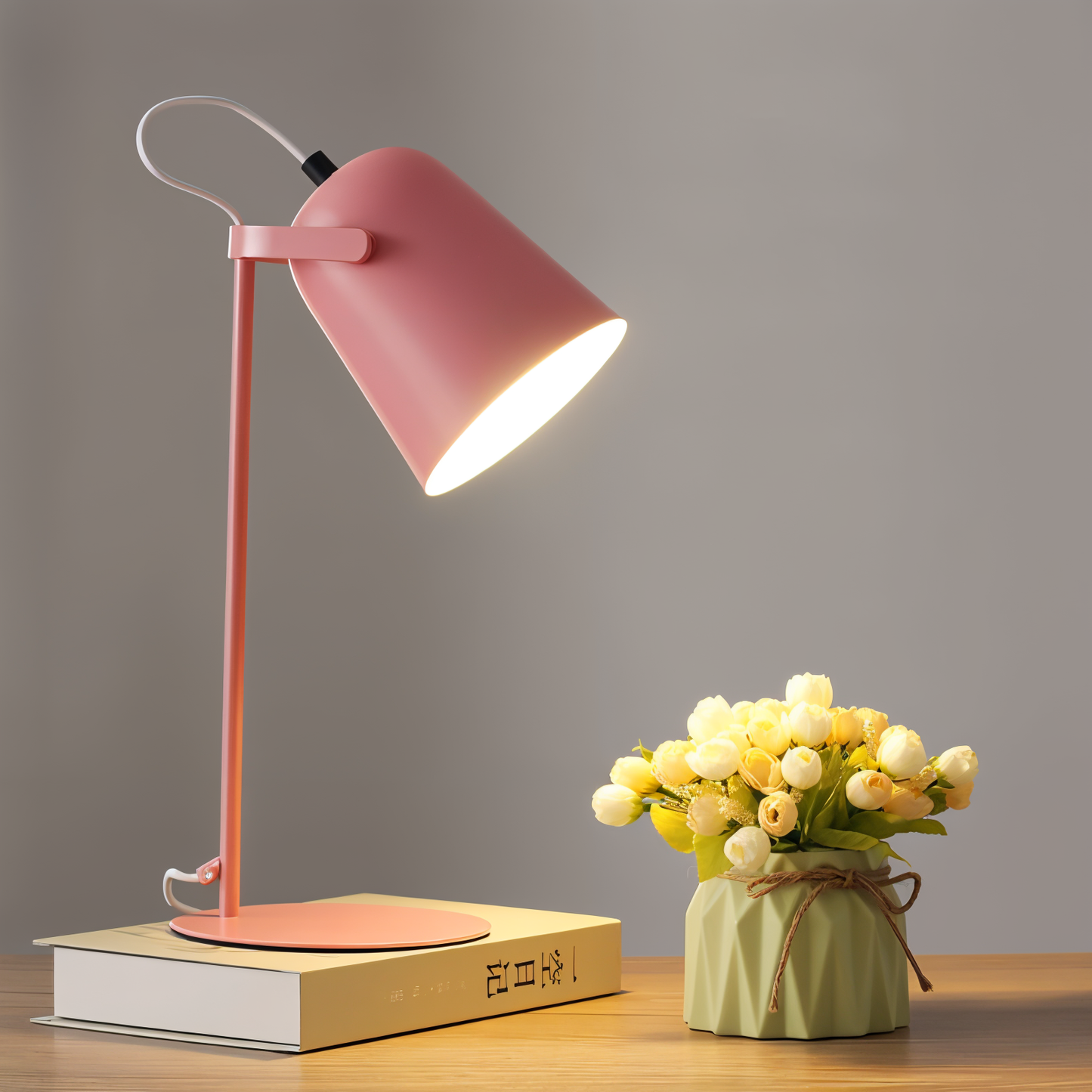 Macaron yellow Nordic desk lamp adjustable rotatable lampshade for night reading focused work