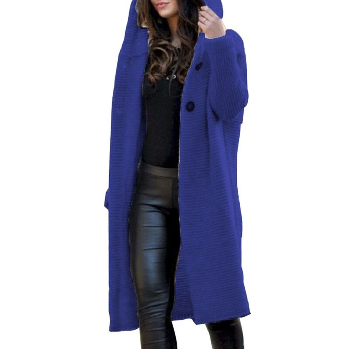 Women's cozy knit hooded maxi cardigan in neutral tones, relaxed fit with full-length drape