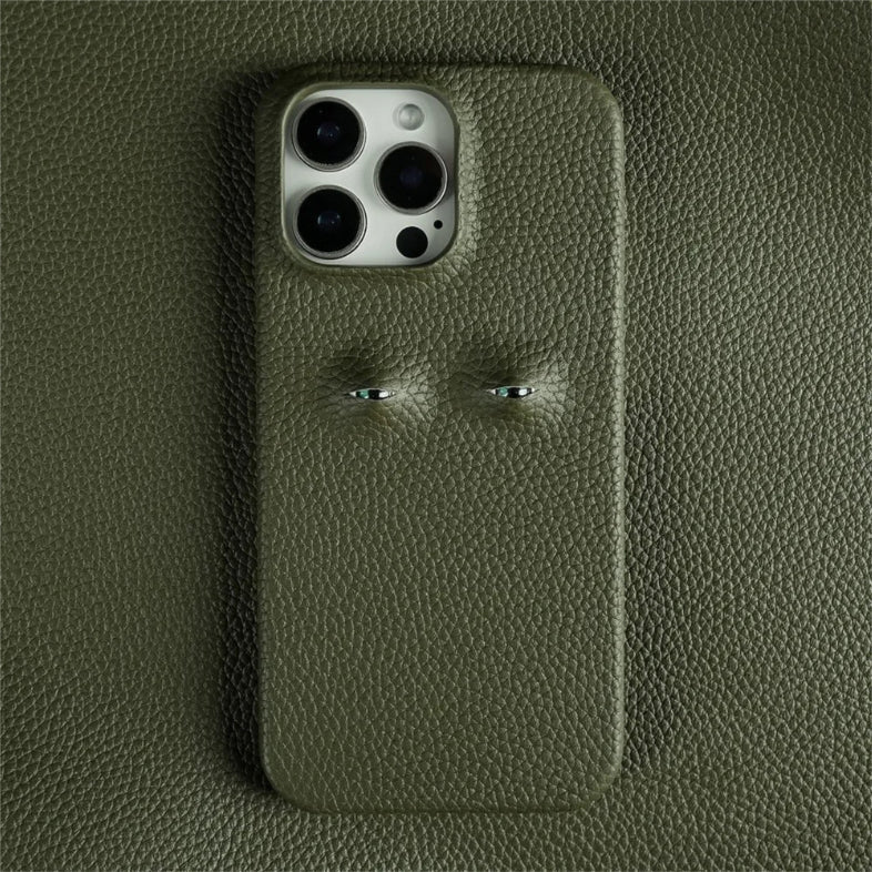 Horizon rugged pebbled leather iPhone case bold eye motif design shock-absorbent armor protection
