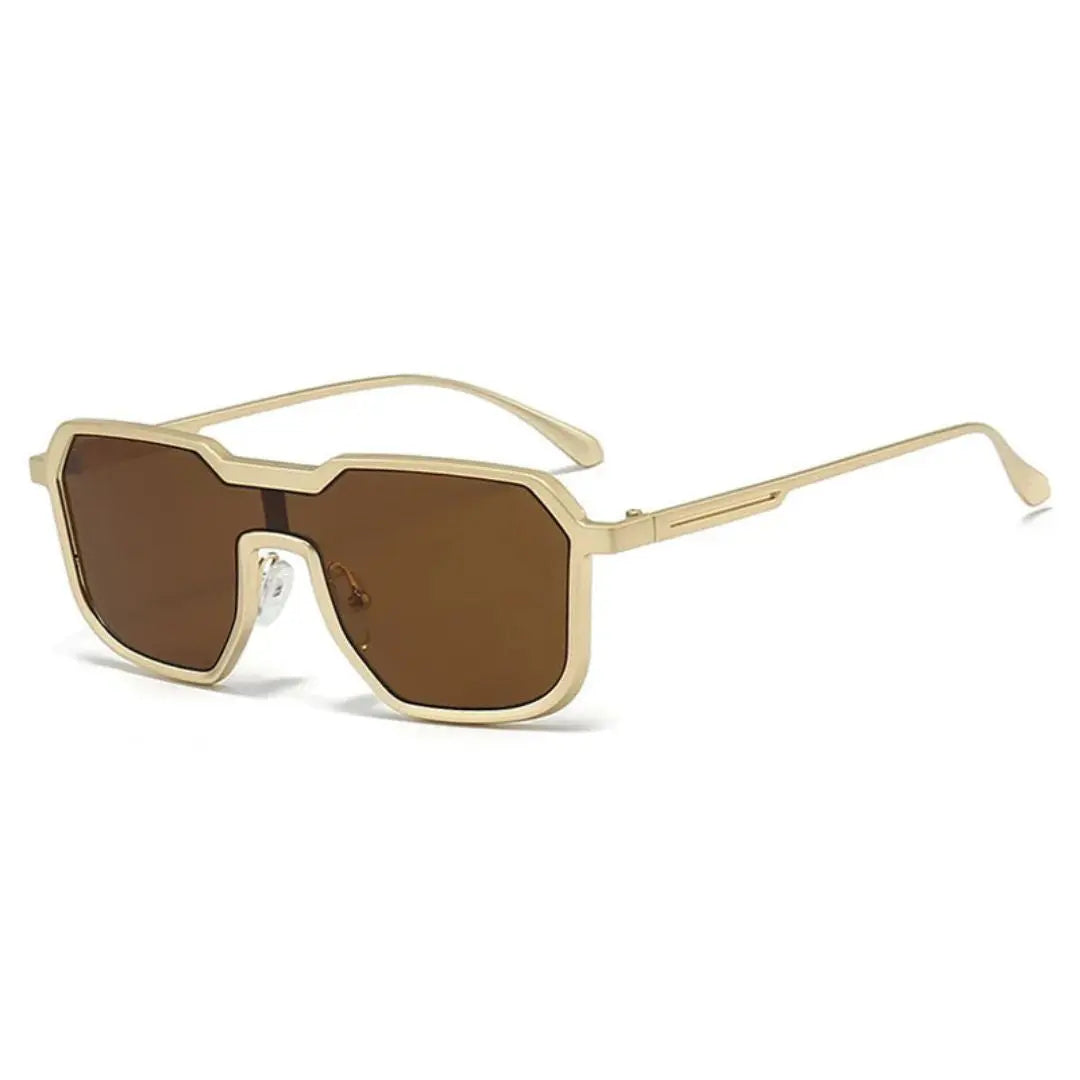 Oversized geometric aviator sunglasses unisex bold retro-futuristic metal frame vintage modern style