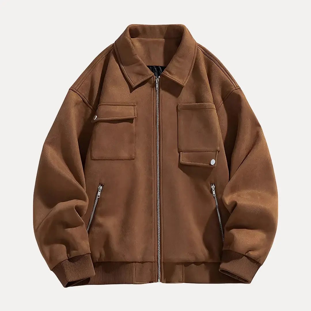 Hugo oversized suede jacket lightweight casual unisex relaxed silhouette plus size up to 8XL