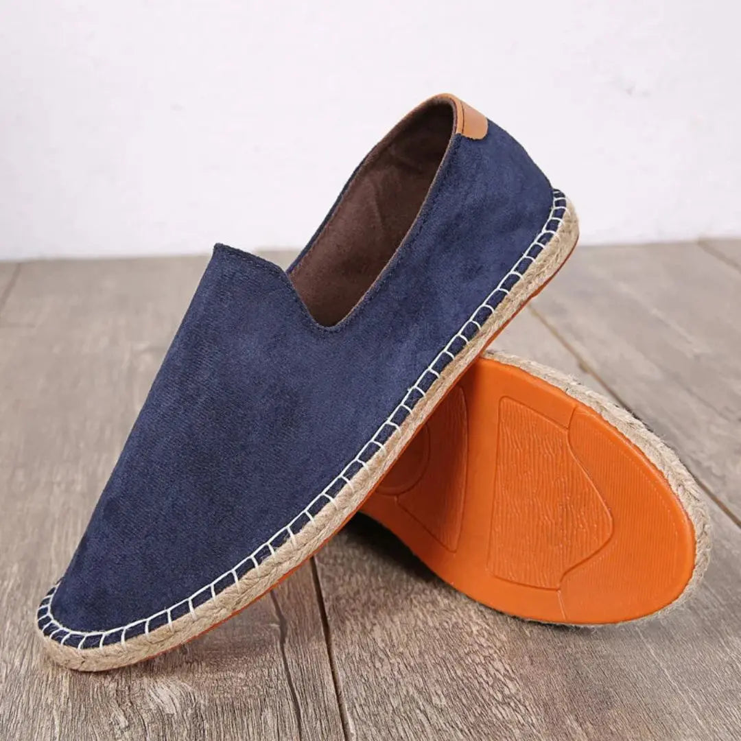Hugo Riviera men's espadrilles tan leather upper traditional craftsmanship luxury summer casual footwear