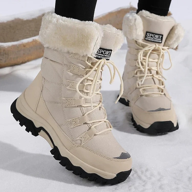 Women's waterproof snow boots with cozy plush faux fur lining for warm dry feet all winter