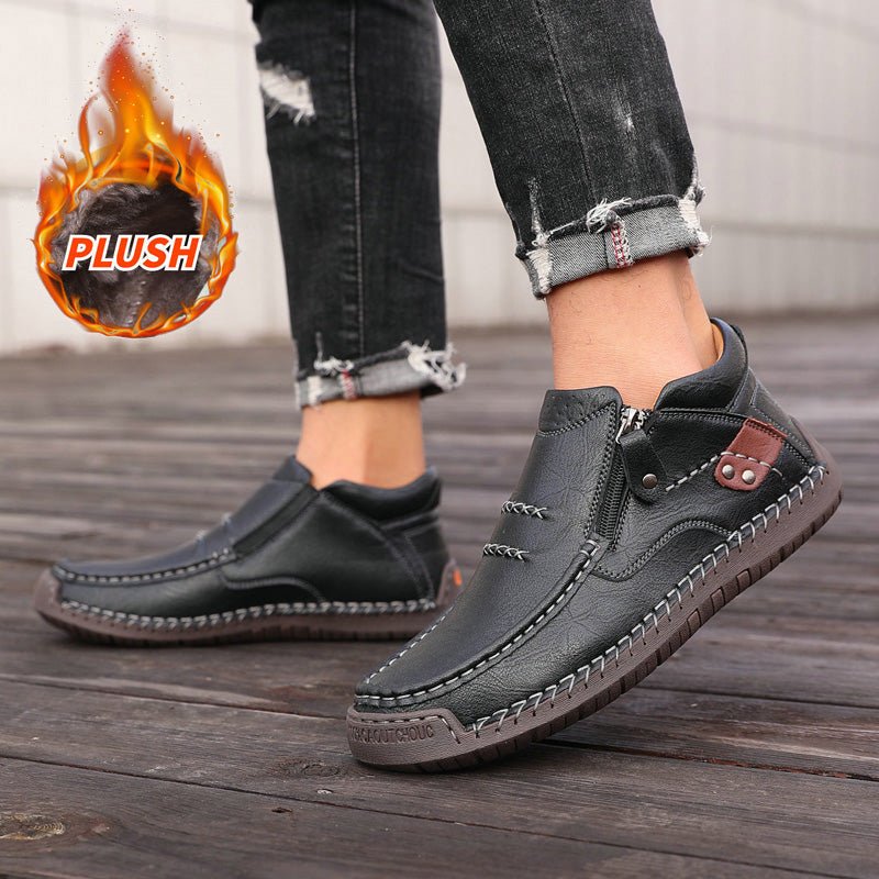Men's Orthopedic Leather Ankle Boots | Wide Fit Zip-Up Casual Shoes