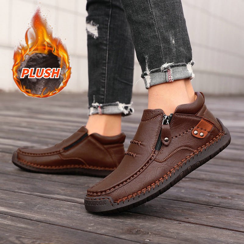 Men's Orthopedic Leather Ankle Boots | Wide Fit Zip-Up Casual Shoes