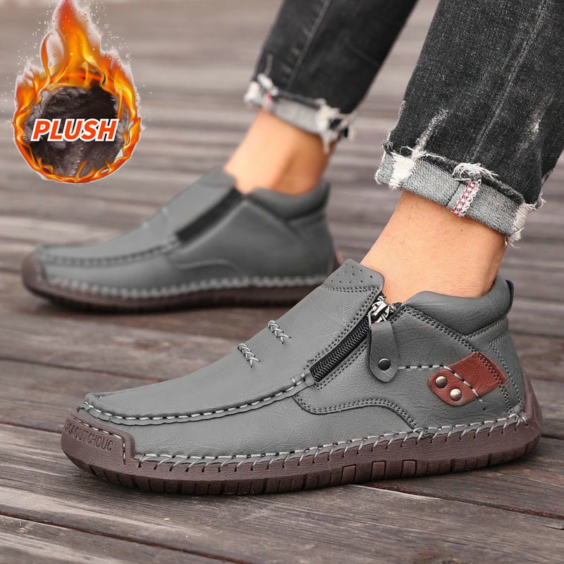 Men's Orthopedic Leather Ankle Boots | Wide Fit Zip-Up Casual Shoes