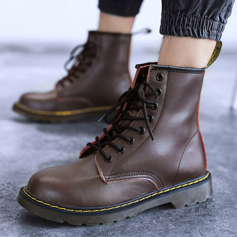 Waterproof orthopedic combat boots unisex wide fit lace-up pull-tab all-season rugged durable footwear