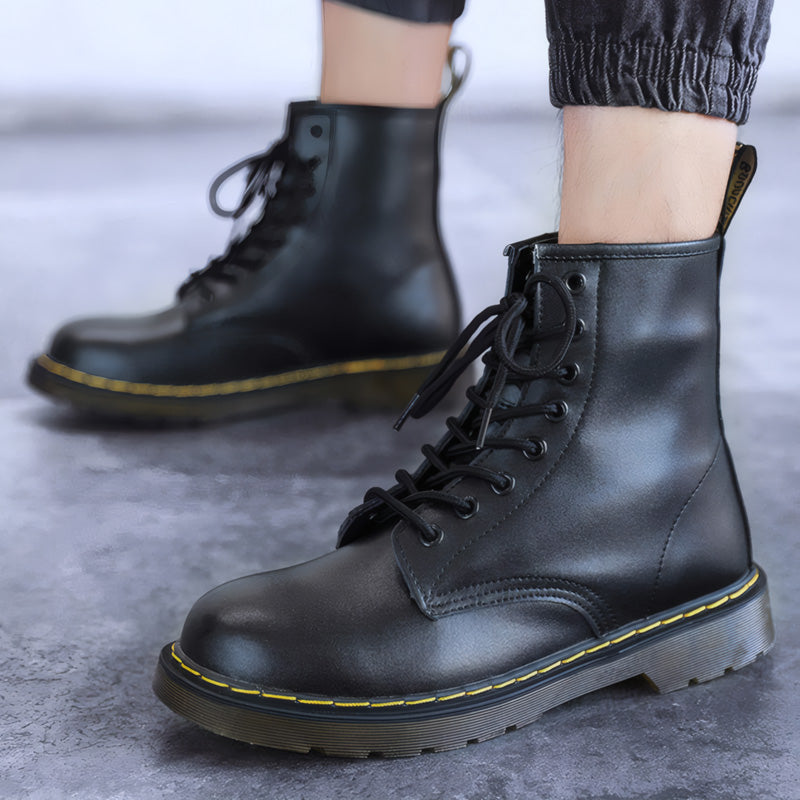 Waterproof orthopedic combat boots unisex wide fit lace-up with pull-tabs for all-season rugged wear