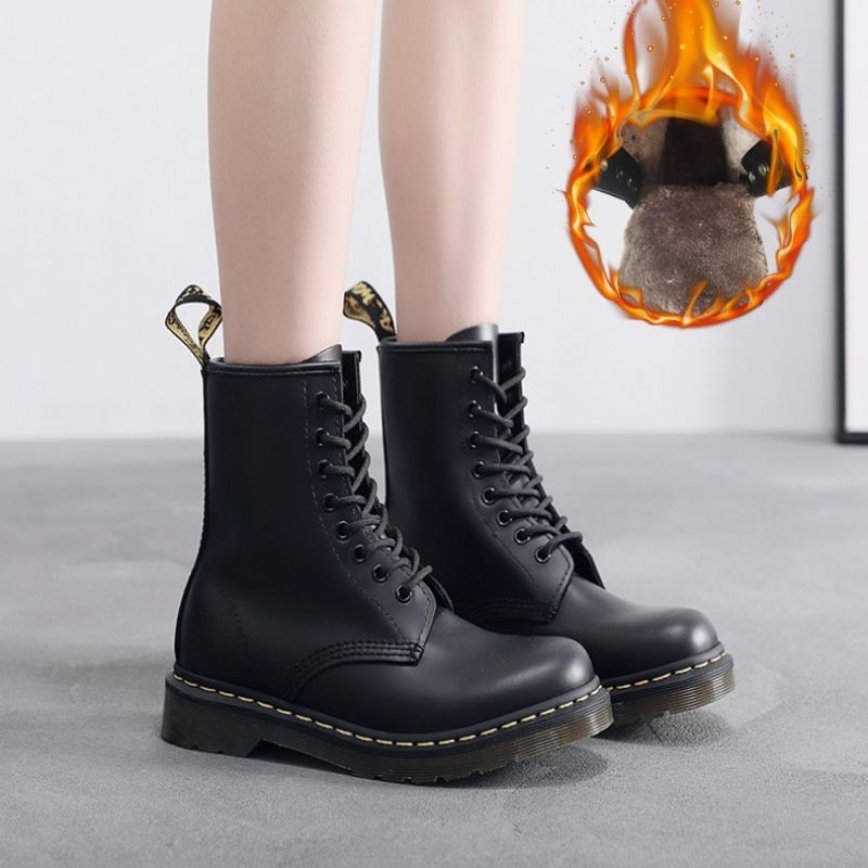 Unisex waterproof orthopedic winter boots fleece-lined lace-up combat style with slip-resistant sole