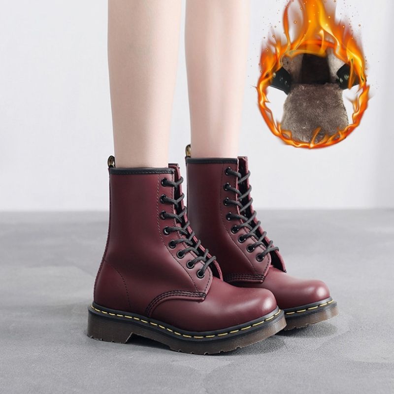 Unisex waterproof orthopedic winter boots fleece-lined lace-up combat style with slip-resistant sole