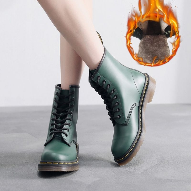 Unisex waterproof orthopedic winter boots fleece-lined lace-up combat style with slip-resistant sole