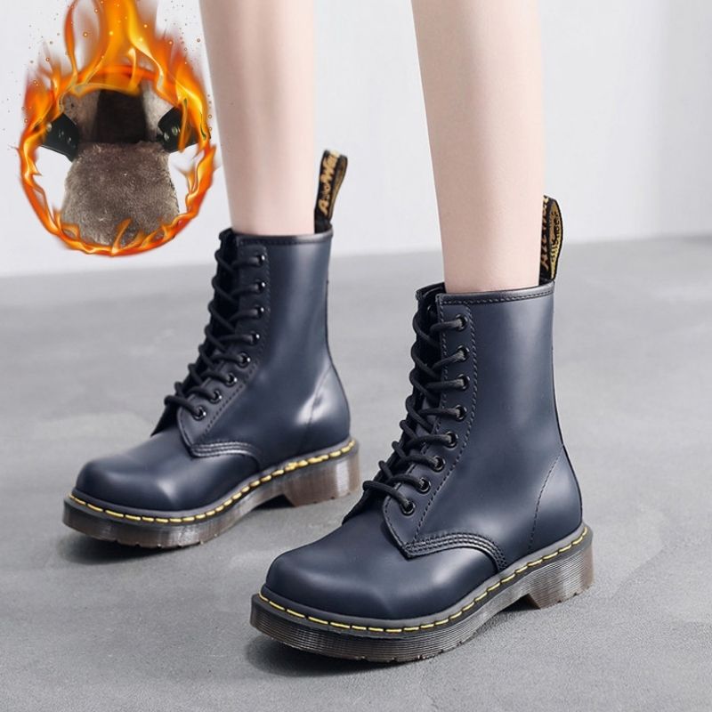 Unisex waterproof orthopedic winter boots fleece-lined lace-up combat style with slip-resistant sole