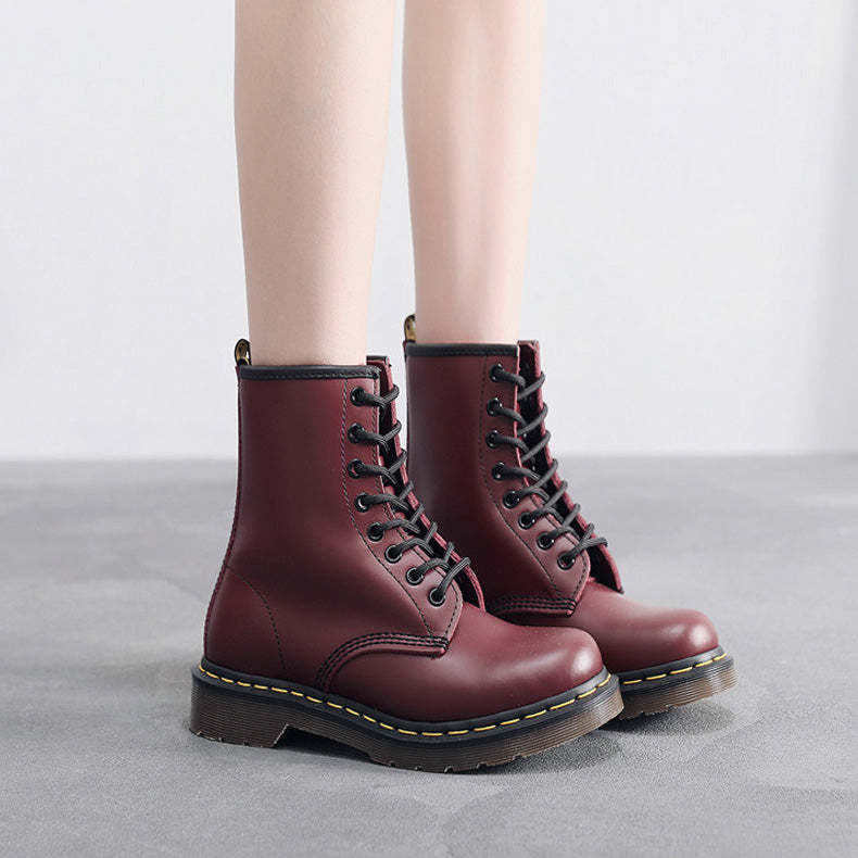 Waterproof unisex combat boots wide fit lace-up orthopedic design with pull-tabs all-season rugged sole