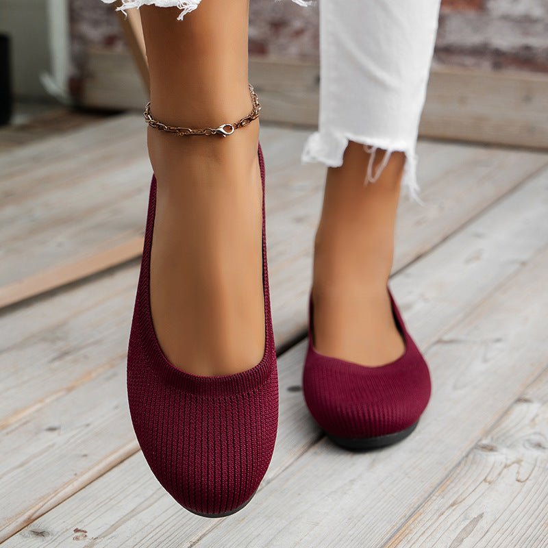 Women's knit loafer flats wide fit breathable upper arch support lightweight comfort shoes