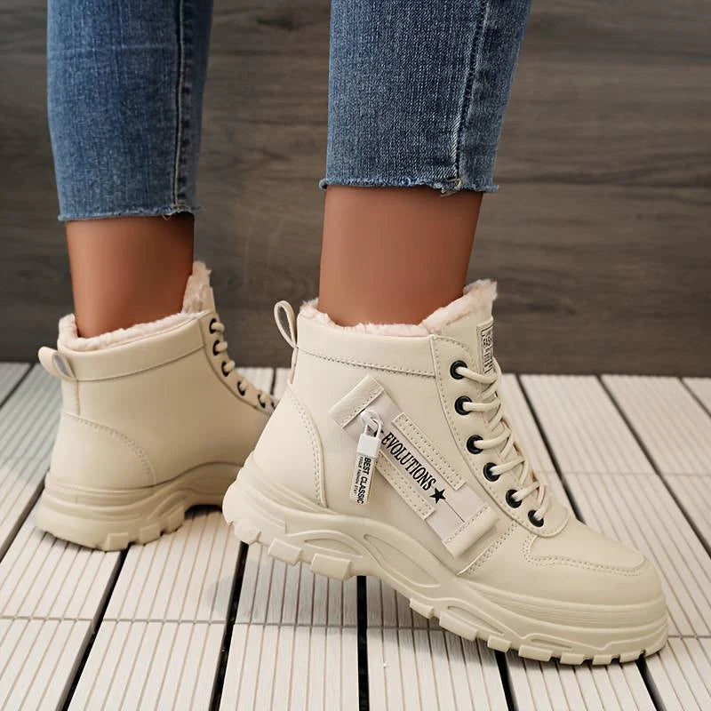 Women's waterproof winter boots wide fit fleece lined warm weatherproof ankle design