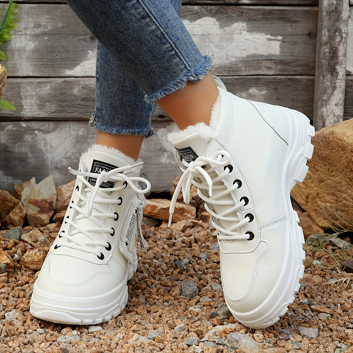 Women's waterproof winter boots wide fit fleece lined warm slip-resistant cold weather footwear